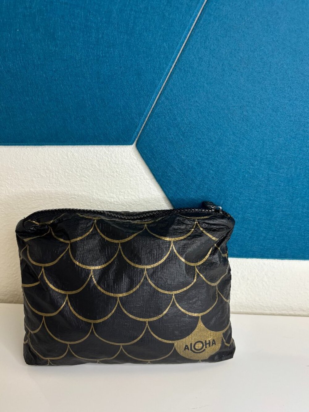 ALOHA Collection Tyvek Mermaid Mini Zip Pouch Black and Gold